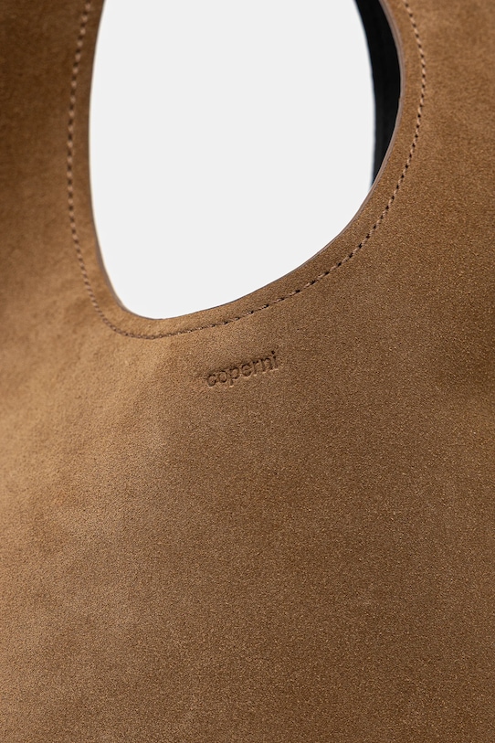 Coperni torebka zamszowa Double Heart brązowy COPBA113F6049