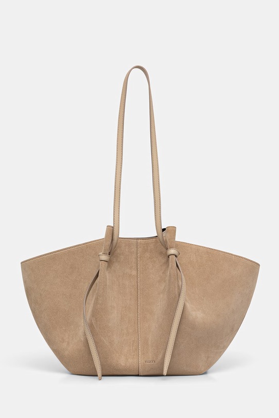 Yuzefi torebka shopper damska zamszowa LARGE MOCHI beżowy YUZSS26.HB.LM.S007