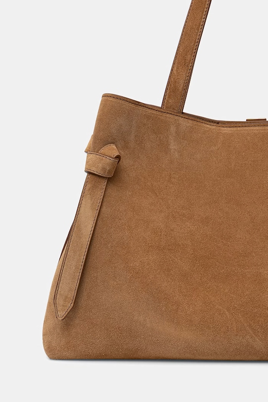 Akcesoria Yuzefi torebka tote damska zamszowa GYOZA TOTE YUZPF25.HB.GZT.S015 beżowy