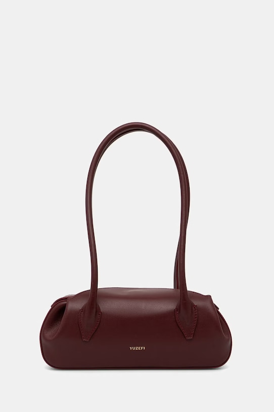 Yuzefi kabelka typu baguette dámska kožená OYSTER SHOULDER BAG MINI burgundské YUZSS26.HB.OSM.L071