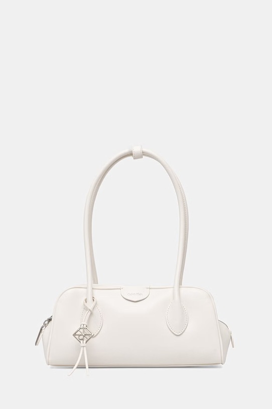 Calvin Klein torebka kuferek damska z imitacji skóry biały LV04F3369G