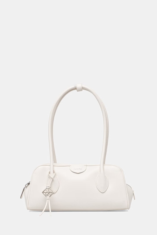 Calvin Klein torebka kuferek damska z imitacji skóry biały LV04F3369G