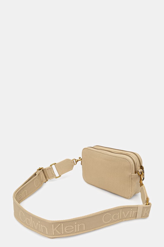 Doplňky Calvin Klein Crossbody kabelka ženská bavlněná LV04F3385G béžová