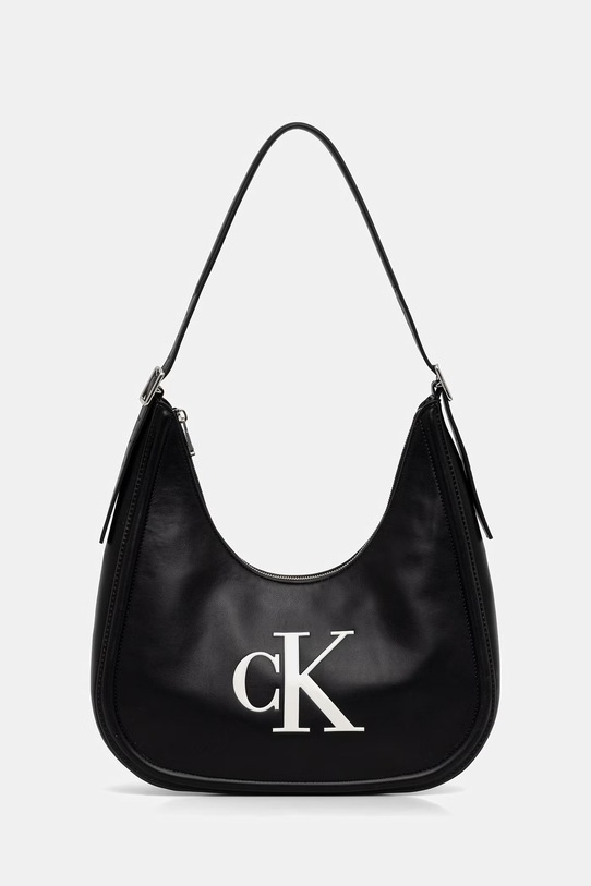 Calvin Klein geantă baguette damskă cu imitație de piele negru LV04F3427G