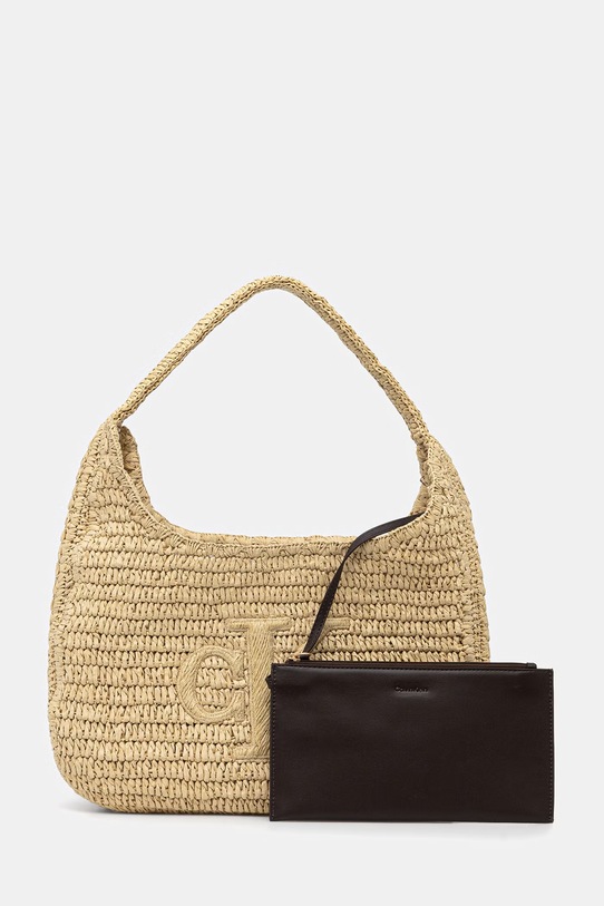 Calvin Klein kabelka typu shopper dámska pletená béžová LV04F3448G