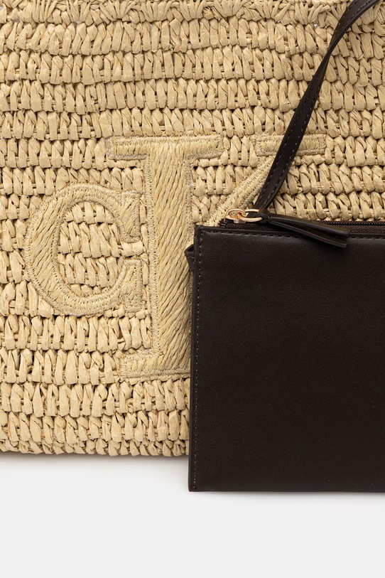 Calvin Klein kabelka typu shopper dámska pletená béžová LV04F3448G