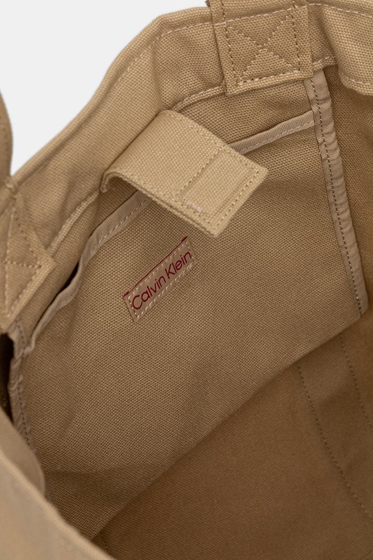 Calvin Klein kabelka typu tote dámska bavlnená LV04F3463G béžová