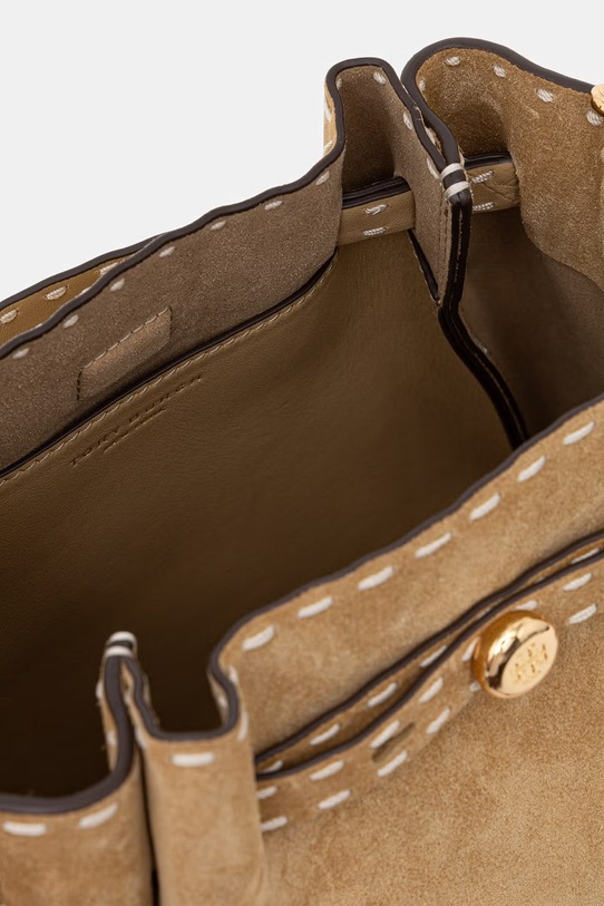 Tory Burch torebka crossbody damska zamszowa Romy 178664 beżowy