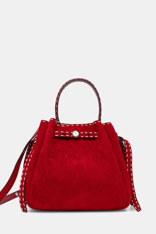 Tory Burch torebka zamszowa Romy nie mieści A4 czerwony 183220