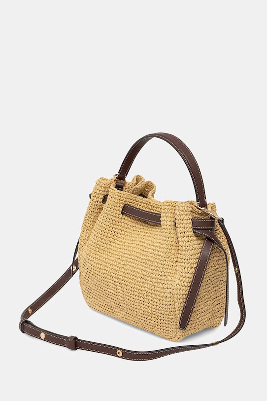 Akcesoria Tory Burch torebka worek damska pleciona Romy 178665 beżowy