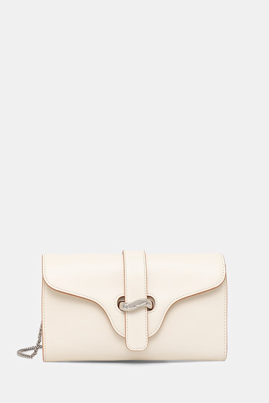 Кожена чанта Emporio Armani гладка кожа бежов EW004420.AF25356