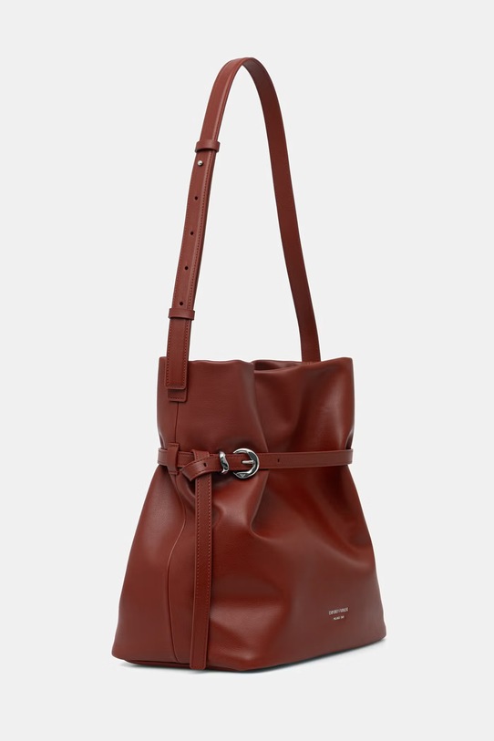 Emporio Armani torebka shopper damska skórzana EW004751.AF13383 bordowy SS26