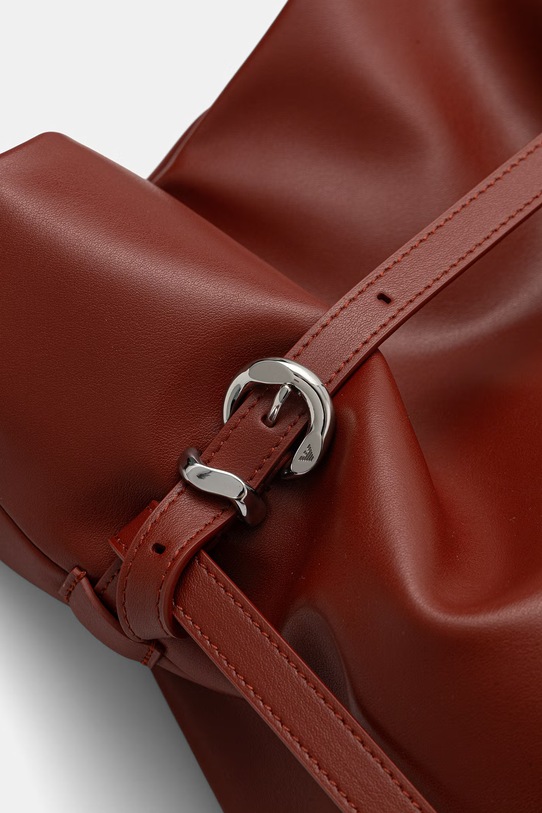 Emporio Armani torebka shopper damska skórzana bordowy EW004751.AF13383