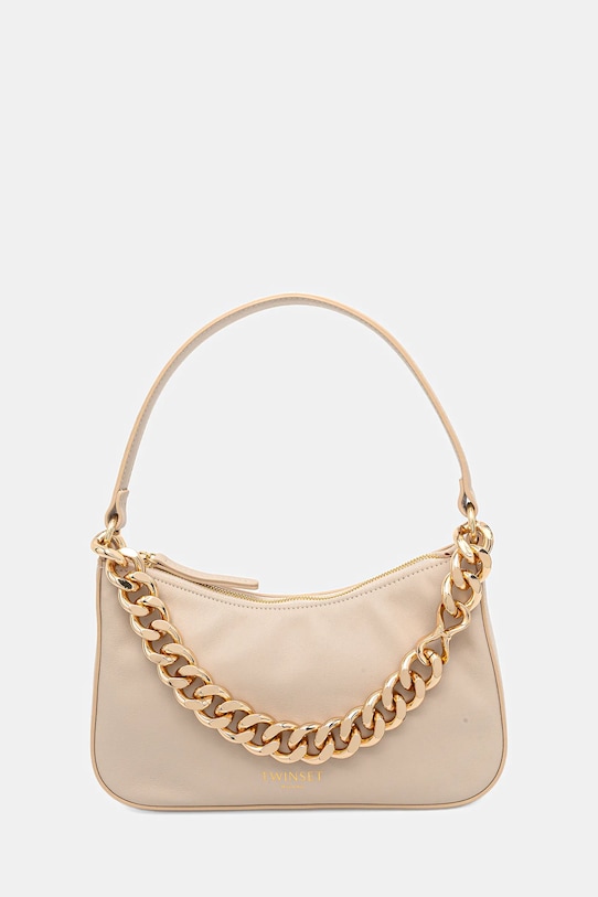 Δερμάτινη τσάντα Twinset λείο δέρμα μπεζ 999TB7012