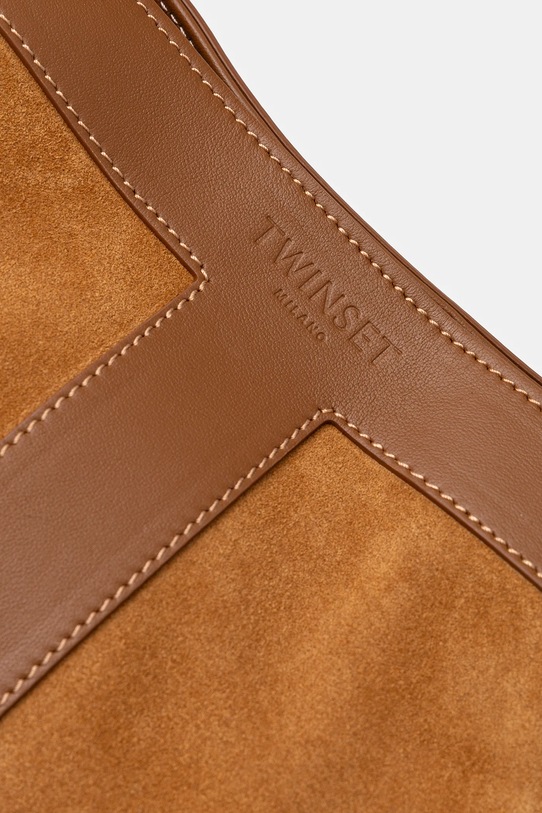 Kožená kabelka Twinset hnědá 261TB7101