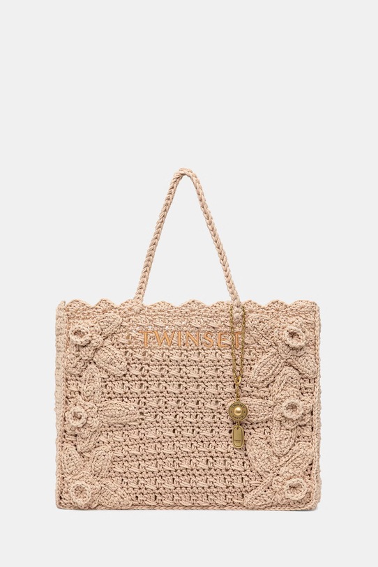 Twinset torebka shopper damska pleciona beżowy 261TB7510