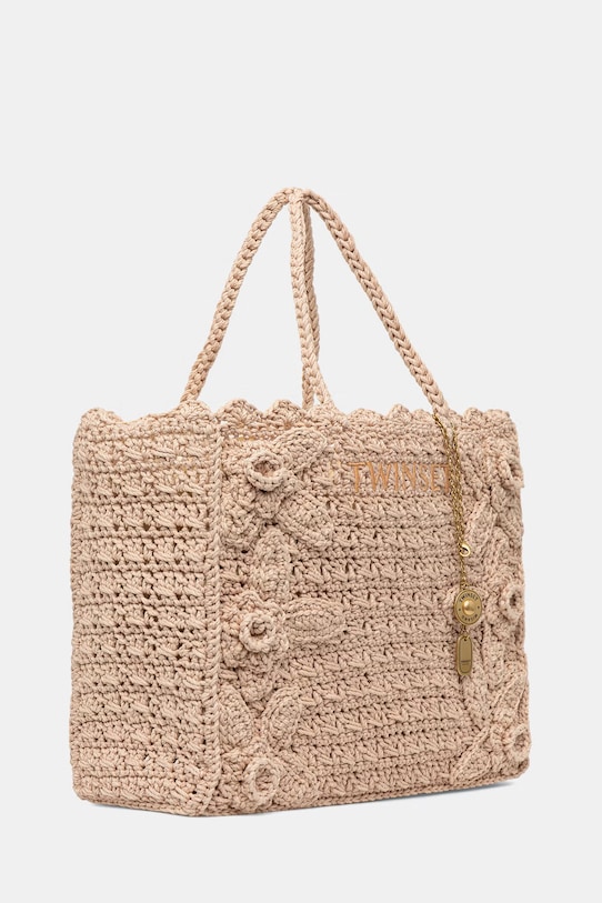 Twinset torebka shopper damska pleciona 261TB7510 beżowy SS26