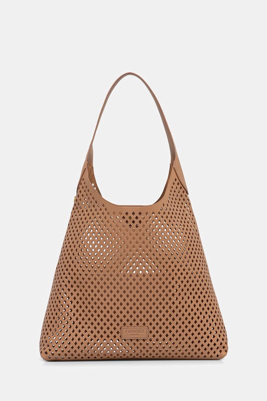 Twinset torebka skórzana skóra licowa brązowy 261TB7140