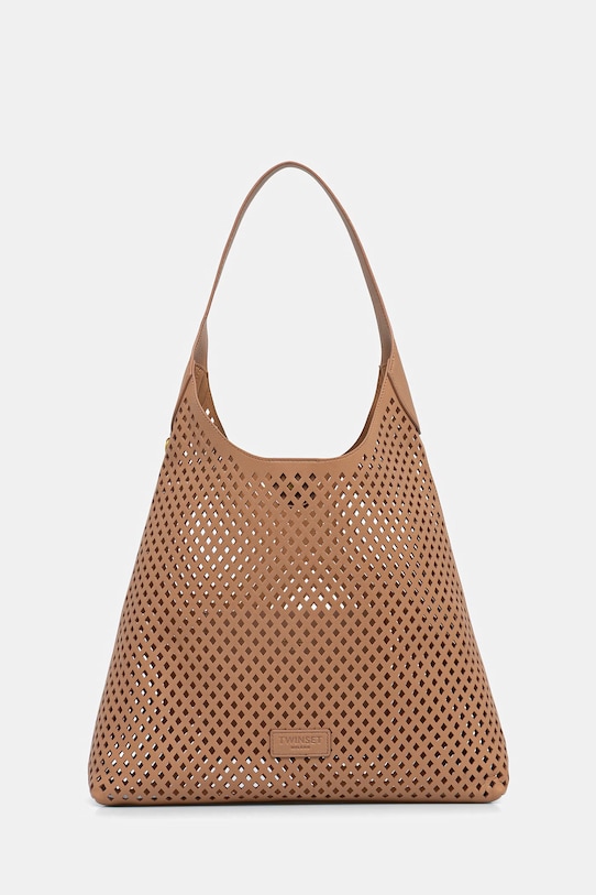 Twinset torebka skórzana skóra licowa brązowy 261TB7140