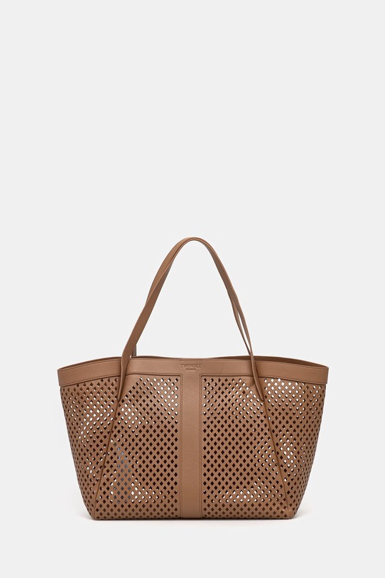 Twinset torebka skórzana skóra licowa brązowy 261TD8550