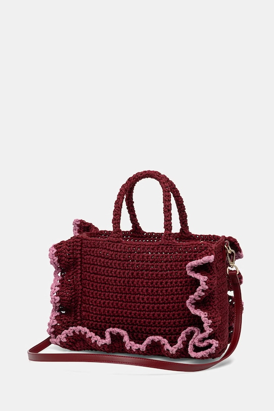 Doplnky Twinset crossbody kabelka dámska pletená 261TD8291 burgundské
