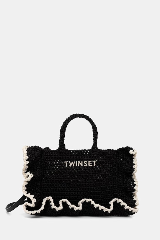 Twinset crossbody kabelka dámska pletená čierna 261TD8291