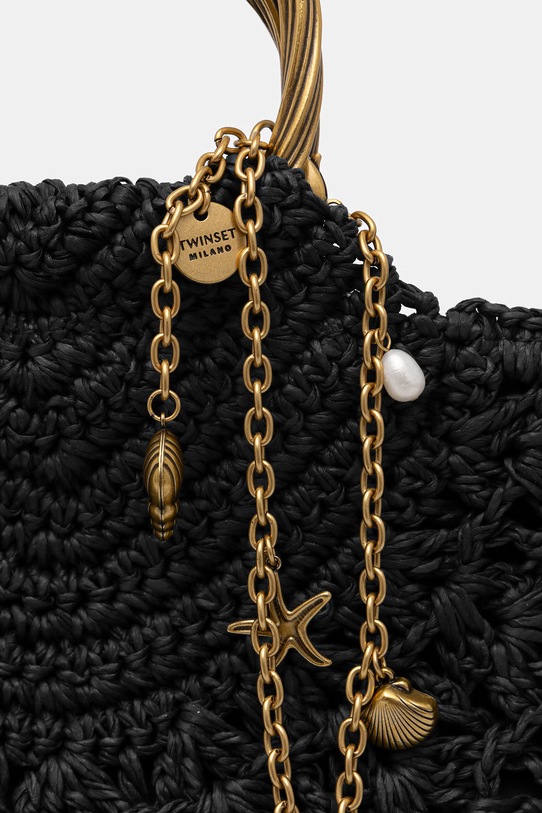 Twinset geantă croissant pentru femei împletită negru 261TD8320