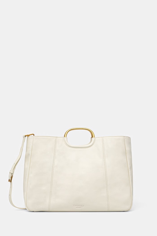 Twinset torebka tote damska skórzana beżowy 261TD8450