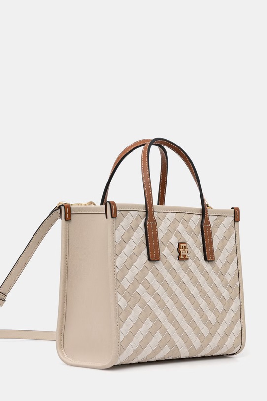 Tommy Hilfiger μικρή τσάντα γυναικεία από απομίμηση δέρματος AW0AW18393 μπεζ SS26