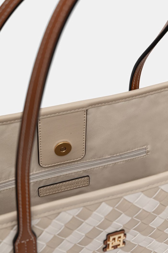 Tommy Hilfiger torebka tote damska z imitacji skóry AW0AW18394 beżowy
