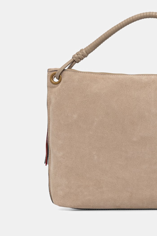 Αξεσουάρ Tommy Hilfiger μικρή Τσάντα γυναικεία από δέρμα σουέτ AW0AW18402 μπεζ