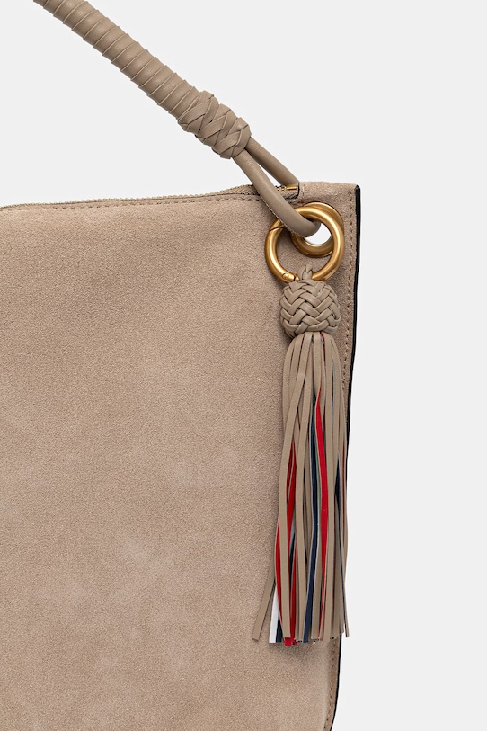 Tommy Hilfiger μικρή Τσάντα γυναικεία από δέρμα σουέτ μπεζ AW0AW18402