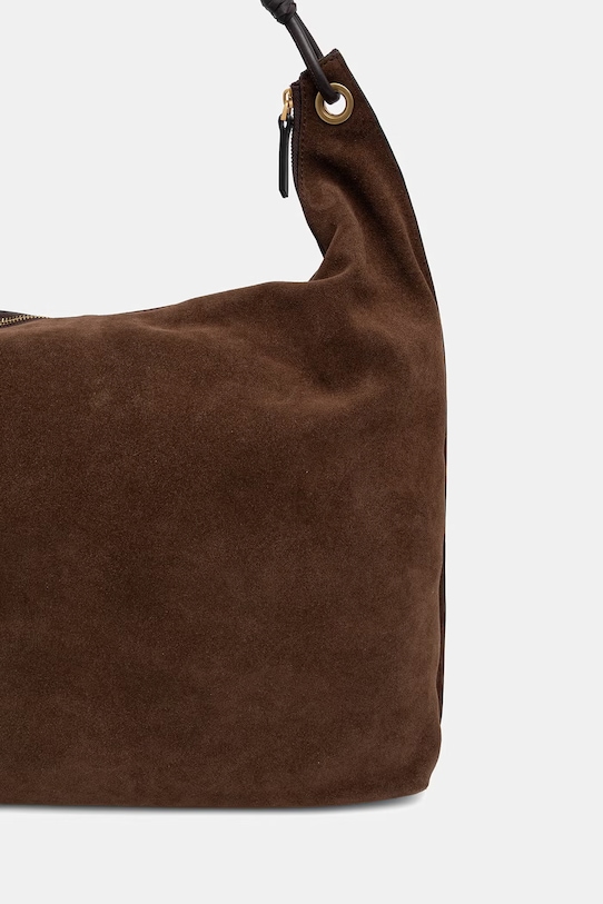 Tommy Hilfiger шопинг чанта дамска от велур кафяв AW0AW18403