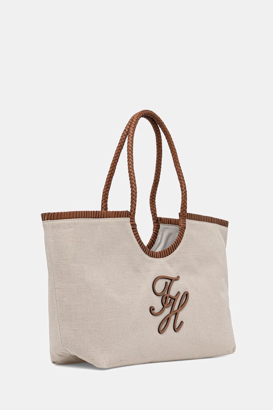 Tommy Hilfiger Τσάντα shopper γυναικεία λινή SUMMER AW0AW18629 μπεζ SS26