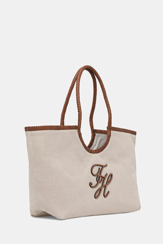 Tommy Hilfiger Τσάντα shopper γυναικεία λινή SUMMER AW0AW18629 μπεζ SS26