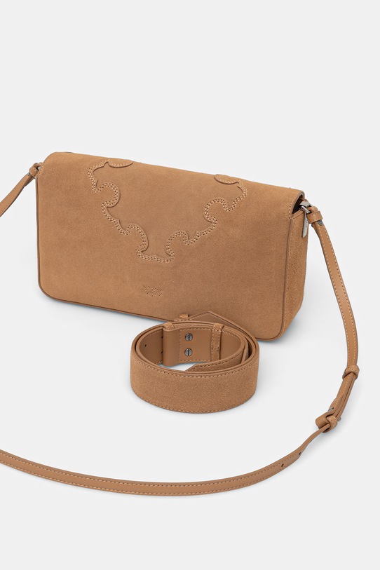 Pinko torebka crossbody damska zamszowa beżowy 106243.A0F6