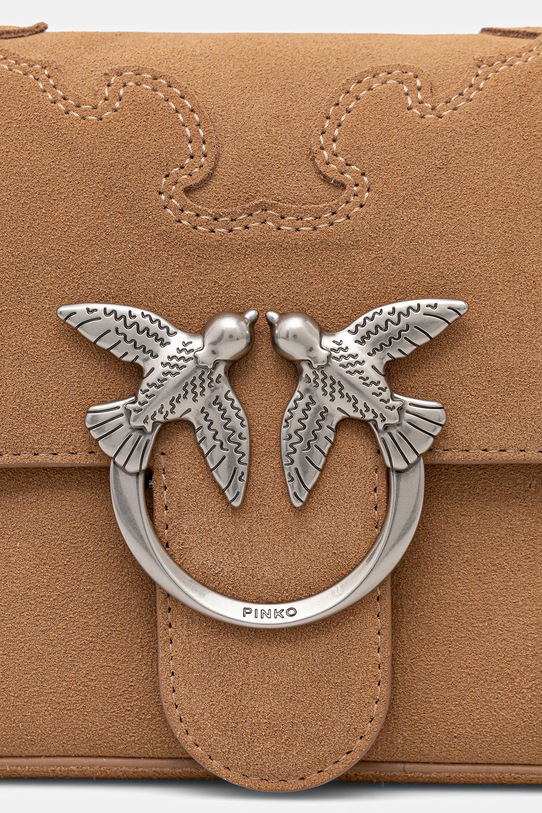 Pinko torebka crossbody damska zamszowa 106243.A0F6 beżowy