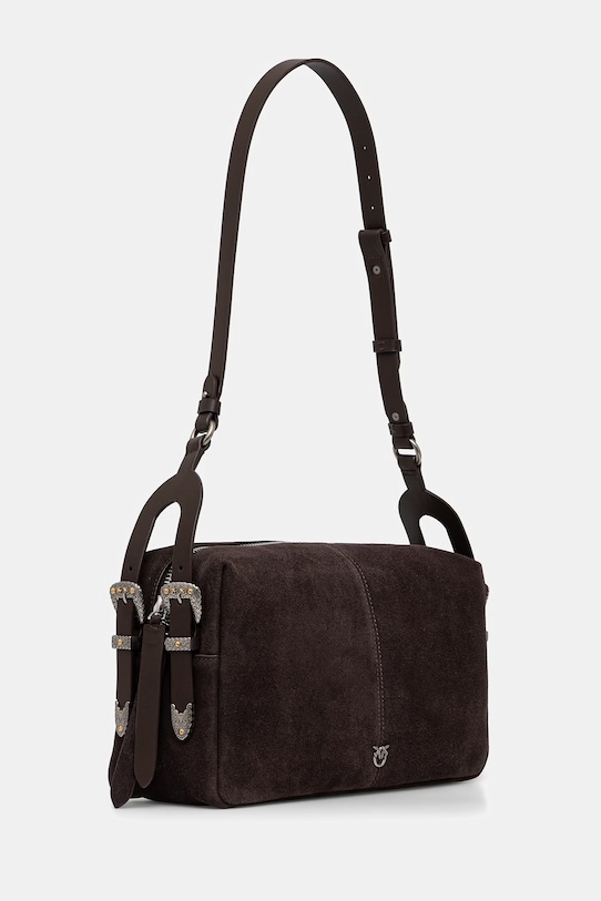 Pinko baguette γυναικεία από δέρμα σουέτ 106676.A0F6 καφέ SS26