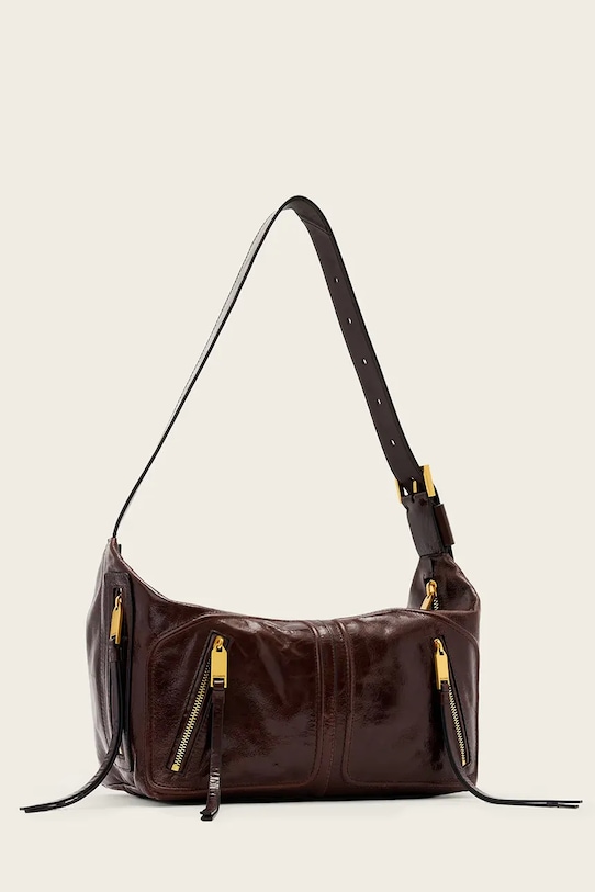 Akcesoria AllSaints torebka damska skórzana JEAN W131XE brązowy