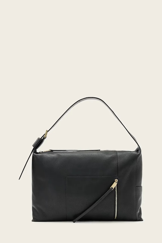 Кожена чанта AllSaints ALBA гладка кожа черен W266XE