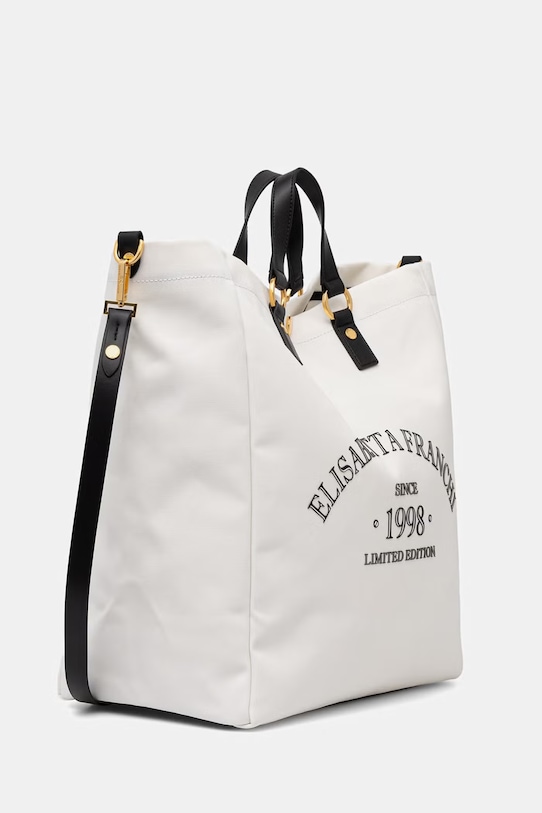 Elisabetta Franchi kabelka typu shopper dámska bavlnená BS14A62E2 béžová SS26