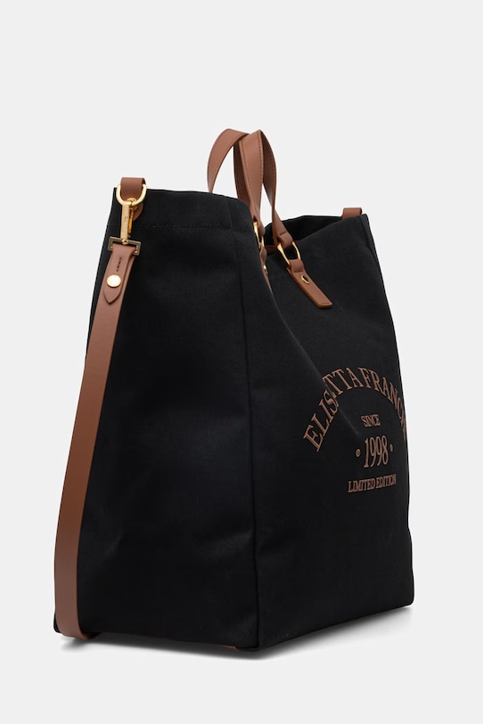 Elisabetta Franchi nákupní taška dámská bavlněná BS14A62E2 černá SS26