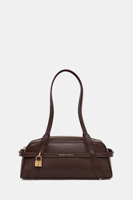 Elisabetta Franchi torebka bagietka damska skórzana brązowy BS97N62E2