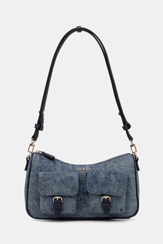 Guess kabelka typu baguette dámska bavlnená KASSIE tmavomodrá HWDG99.30170