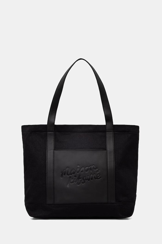 Maison Kitsuné torebka tote damska bawełniana czarny QU05106WB0026