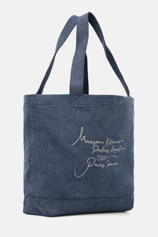 Maison Kitsuné Poetic Script torebka shopper damska jeansowa QU05119WW9042 niebieski SS26