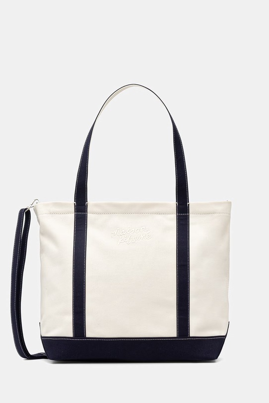 Maison Kitsuné Handwriting torebka tote damska bawełniana beżowy QU05104WB0050