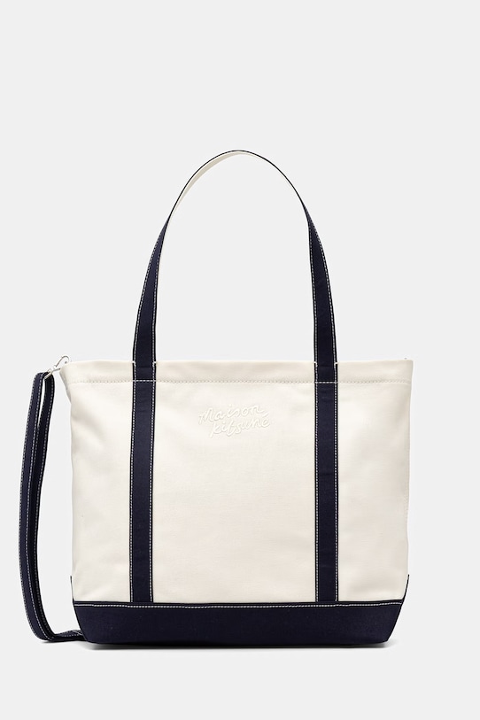 Maison Kitsuné Handwriting torebka tote damska bawełniana beżowy QU05104WB0050