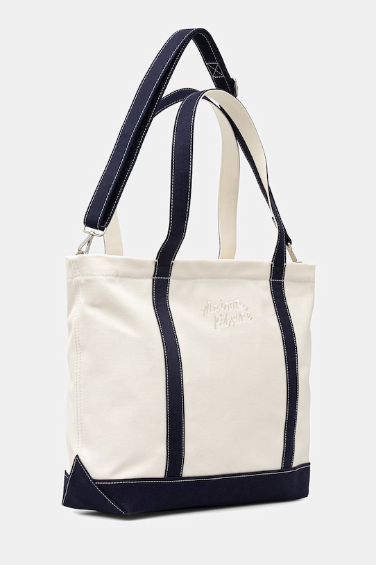 Maison Kitsuné Handwriting torebka tote damska bawełniana QU05104WB0050 beżowy SS26