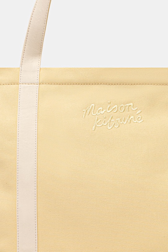 Maison Kitsuné Handwriting torebka tote damska bawełniana żółty QU05105WB0050